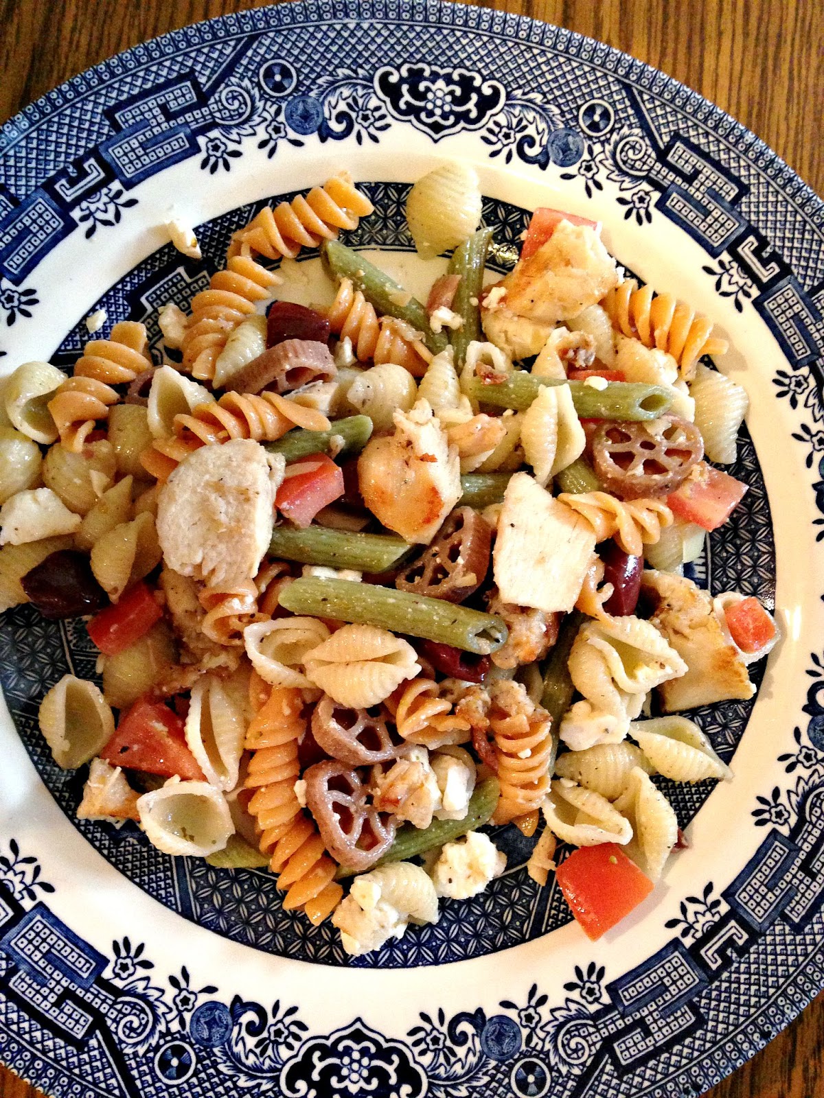 Perfectly Created Chaos! Grilled Chicken Greek Pasta Salad