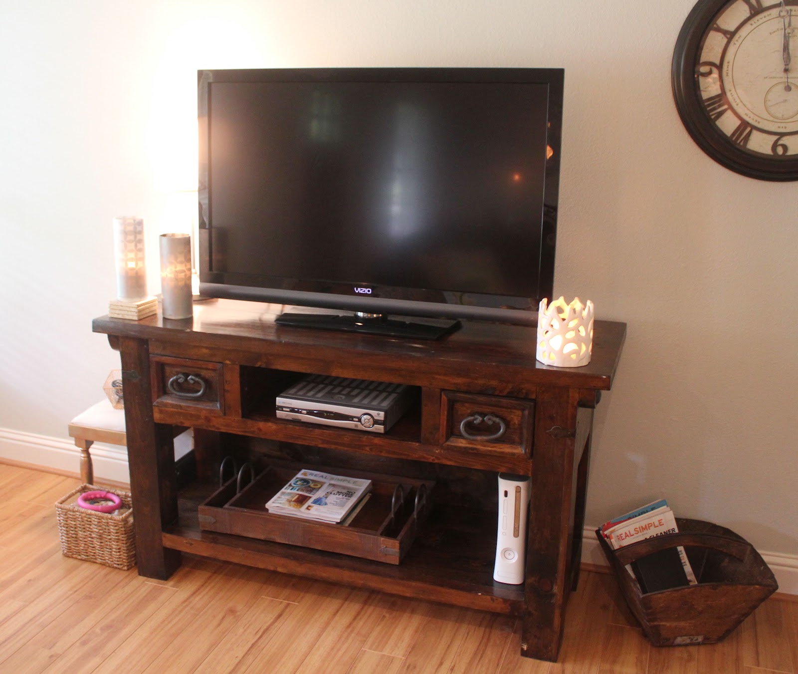 Fresh and Fancy Our Entertainment Center Hiding TV Cables