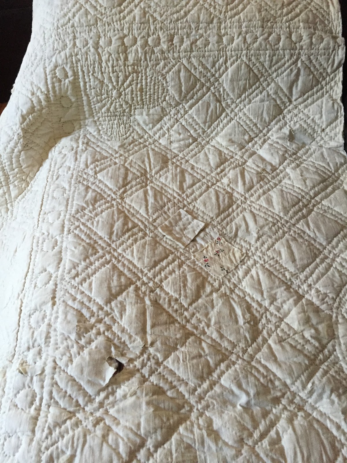 SilkDamask A French Plaid Silk Taffeta Boutis Quilt, c. 1760s+