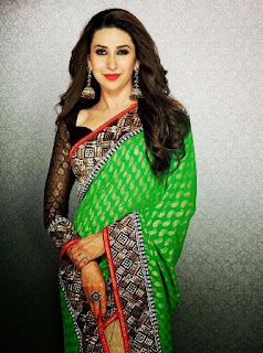 Green-Saree-black-blouse