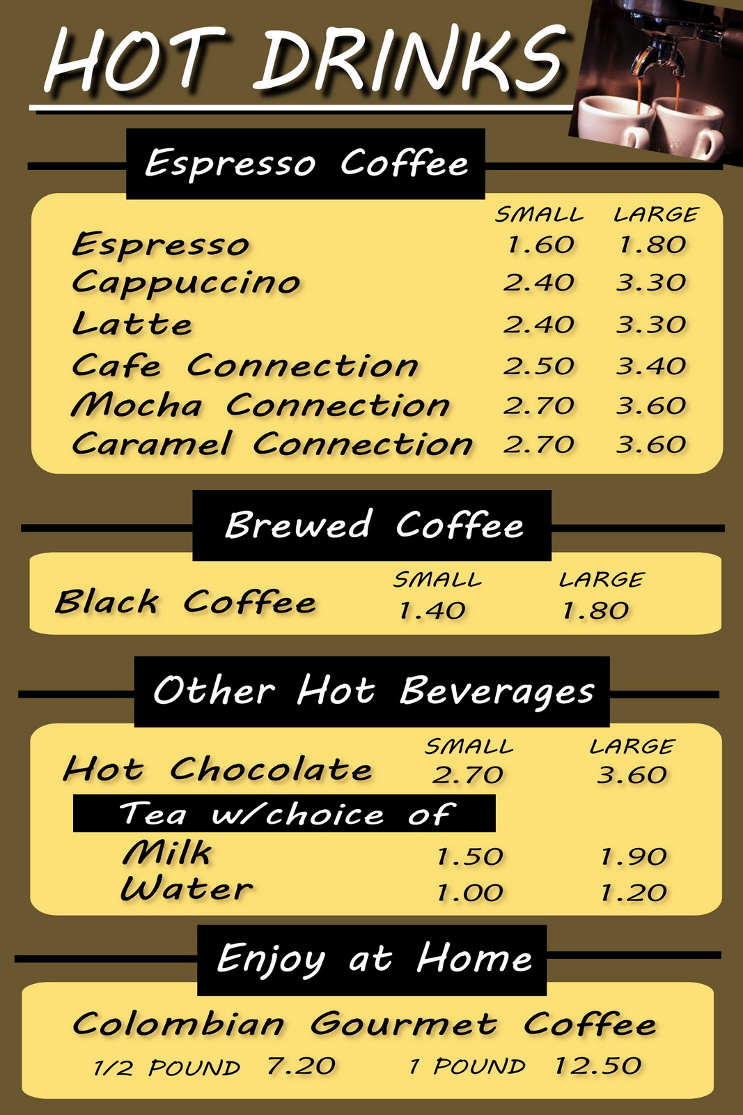Café Connection Menu