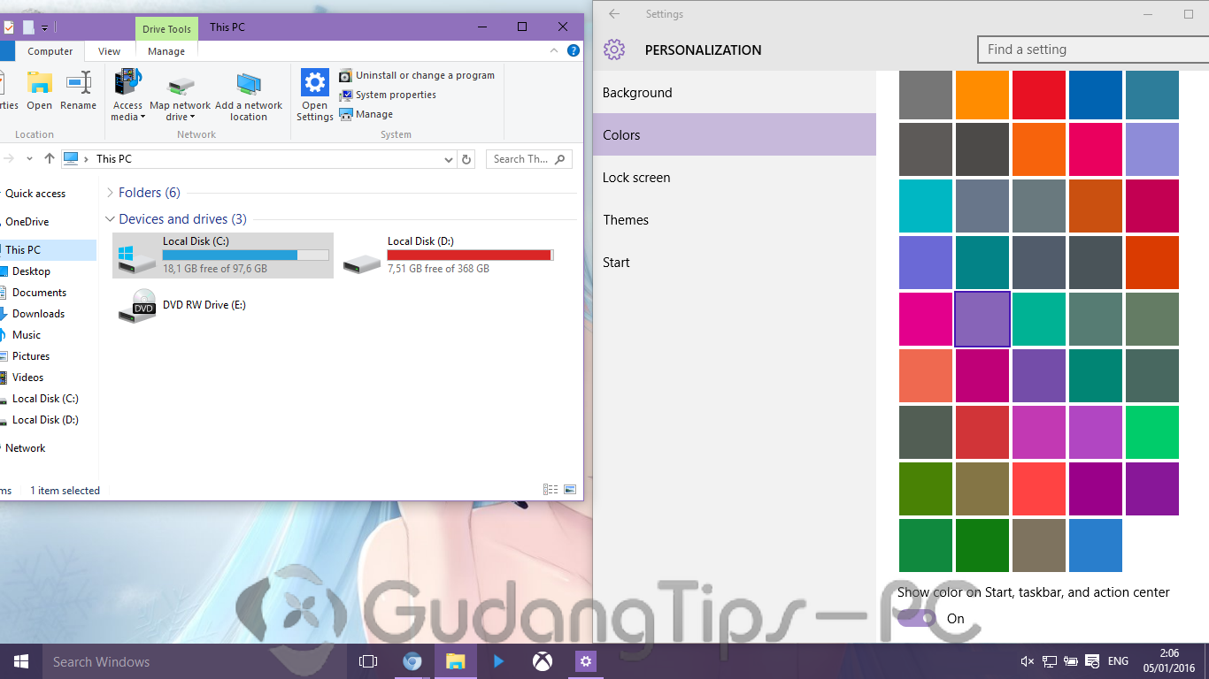 Cara Merubah Warna Tile Bar Windows 10