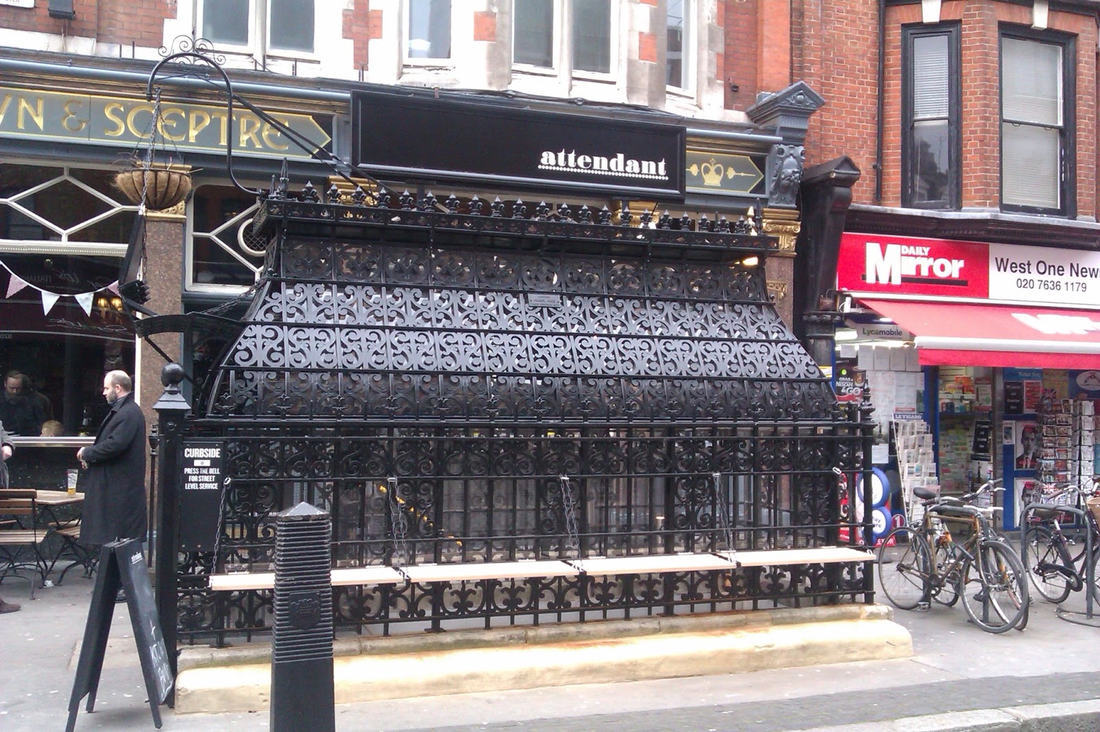 London Aficionado Tea in a Victorian urinal.