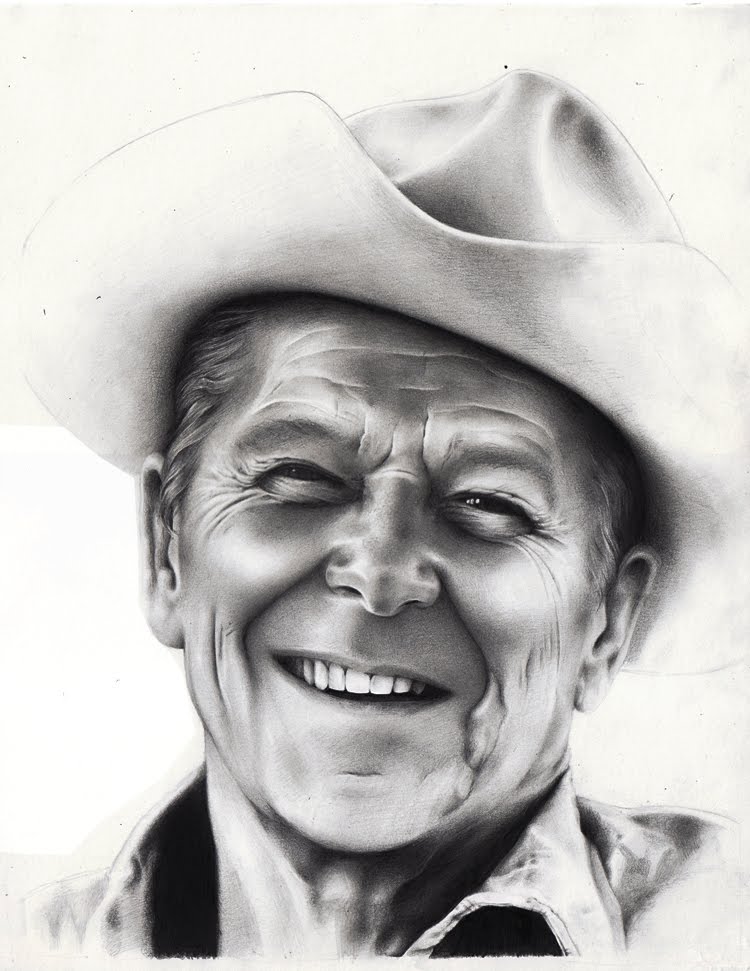 Image result for ronald reagan cowboy sketch