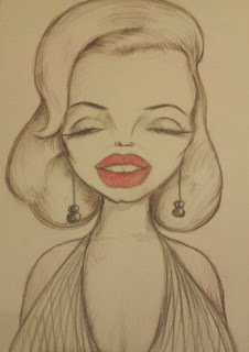 Caricatura de Marilyn realizada por la pintora navarra Rudi al carboncillo.