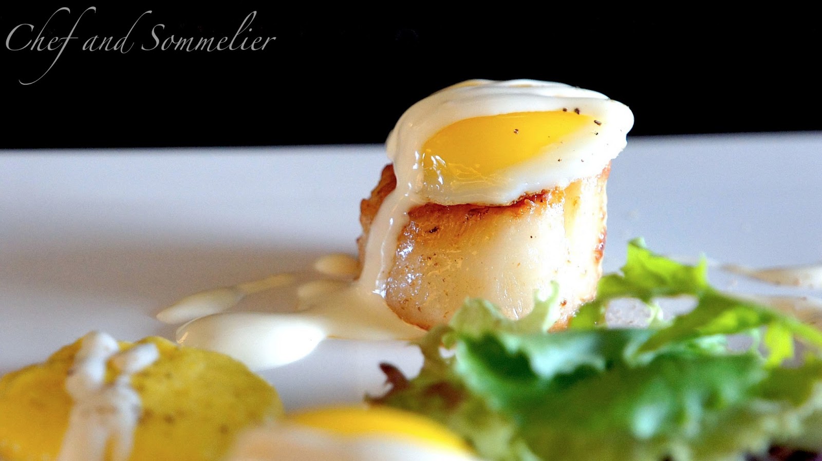 Chef and Sommelier Scallops with Sweetcorn Puree and Quail's Eggs