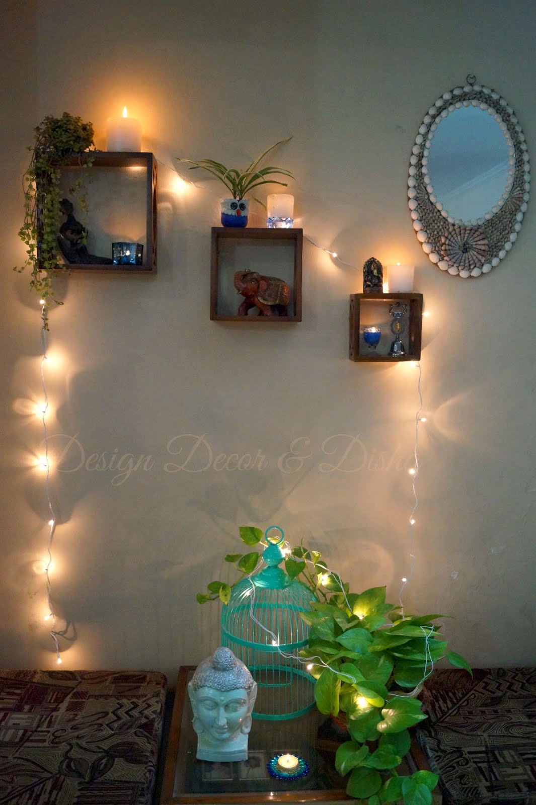 Fairy lights and birds wall decor  Fairy lights on wall, Fairy lights  bedroom wall, Wall decor lights