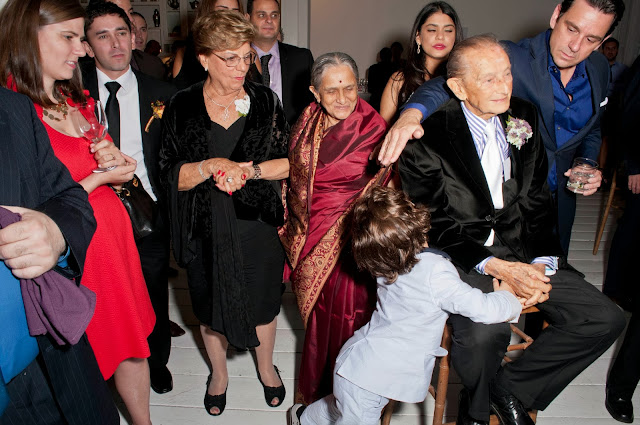 A Model Wedding, cocktail hour family toasts at Gary's Lofts