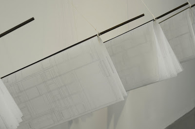 Erin Curry, News, Newspaper drawings with sail-like installation