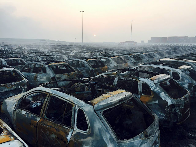 China Tianjin Exlosions: Burning Continues