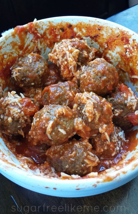 Low Carb Meatballs, Sauce, and Cheese