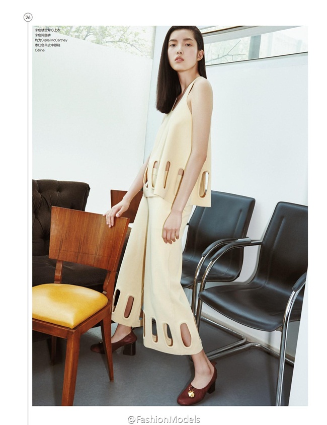 Stella McCartney 2015 SS Creamy Colored Top and Wide Leg Pants Twin Set Editorials