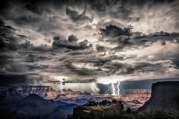 Lightning after dark at the Grand Canyon