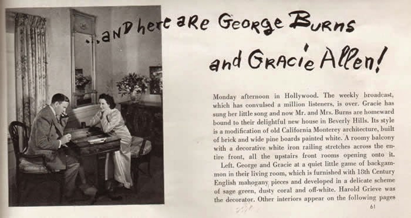 From a 1950s magazine article showing the Burns' home.
