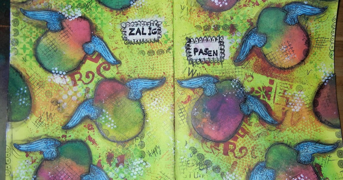 Sara's creatopia Happy Easter art journal page.