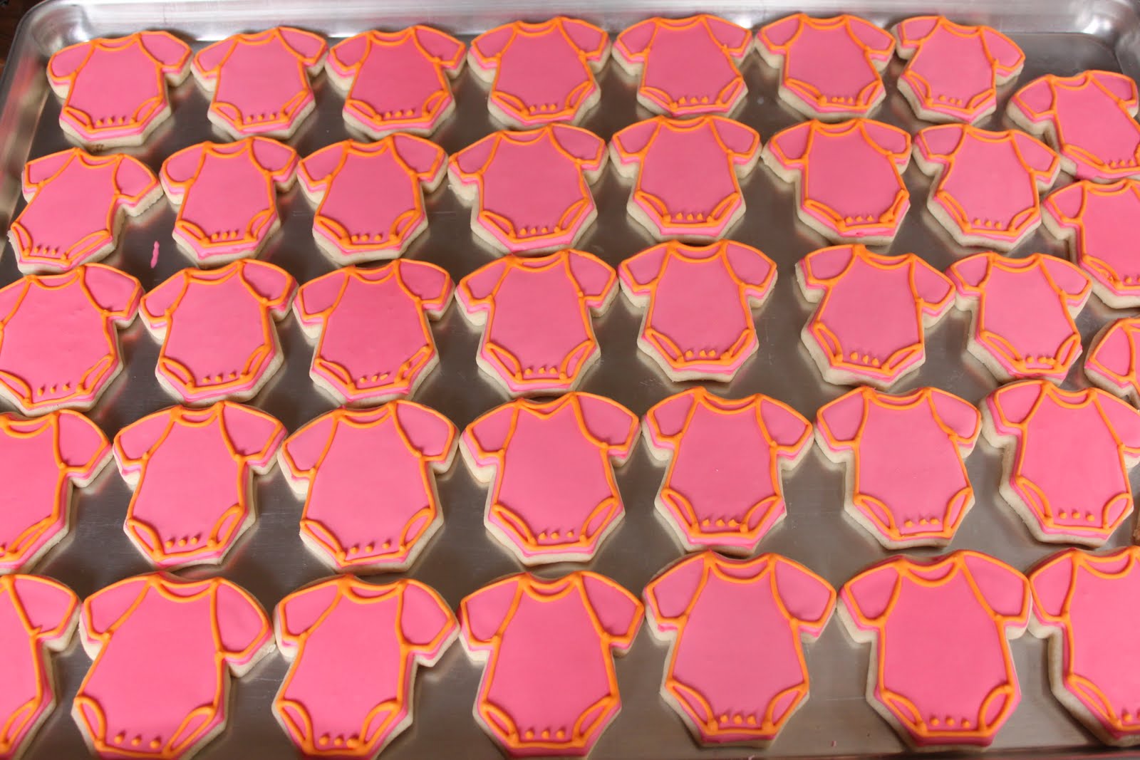 Crave Indulge Satisfy Pink Orange Green Baby Shower Cookies