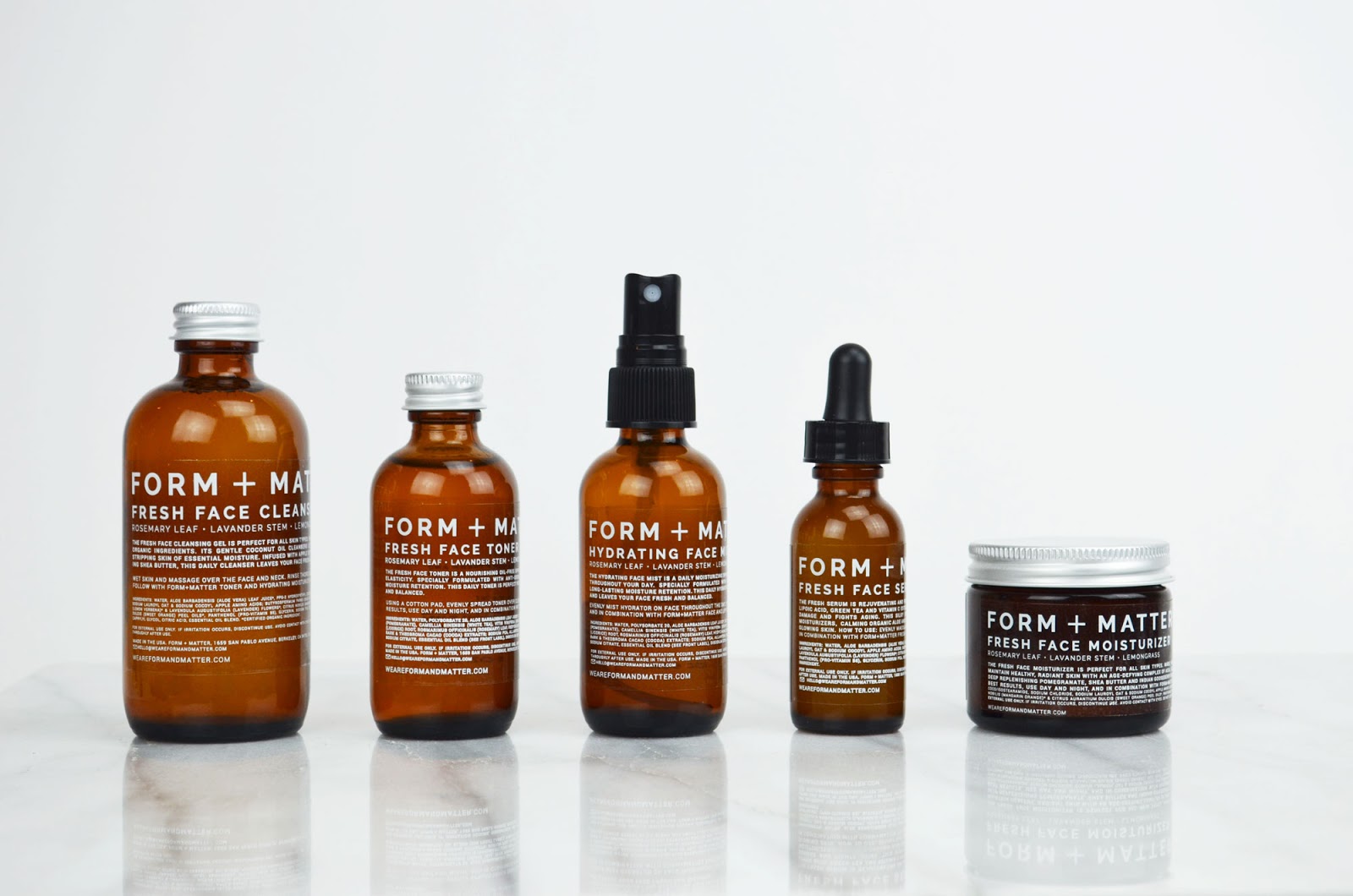 Form + Matter Natural and Organic Face Care System on Packaging of the