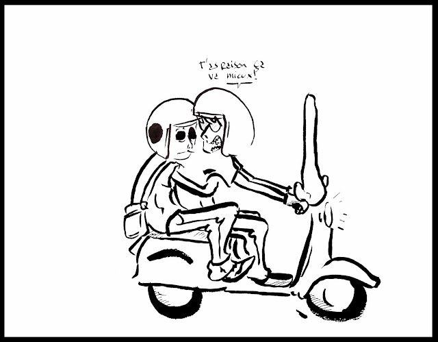 Ed et le scooter | BD#7 dessins la superette supérette l'information en libre service arthur(e)