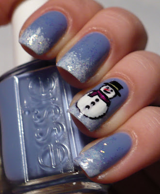 snowman nail art, christmas nail art