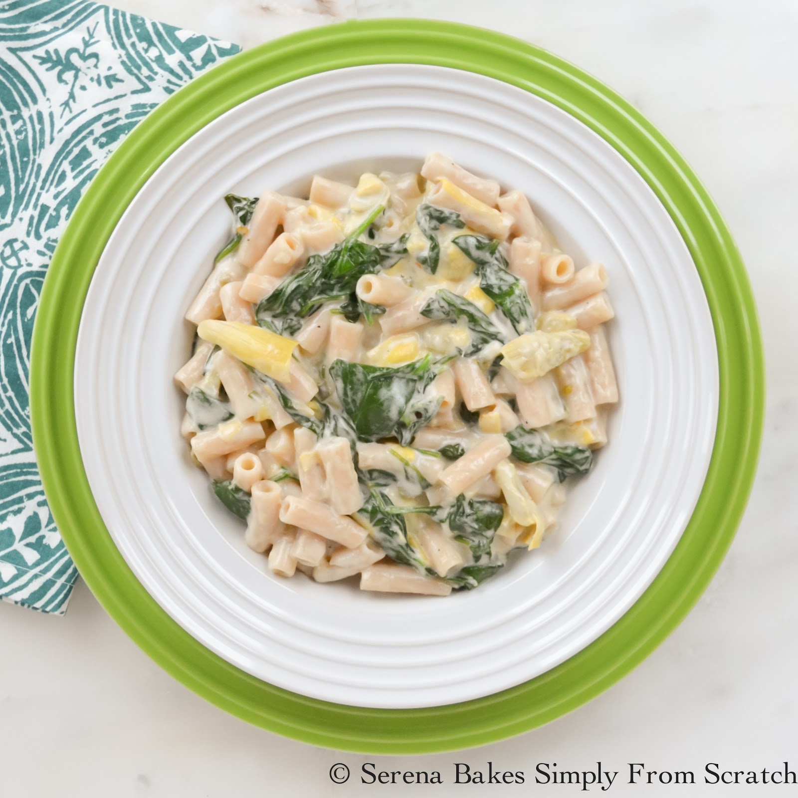 One Skillet Spinach Artichoke Pasta With A Gluten Free Option Serena
