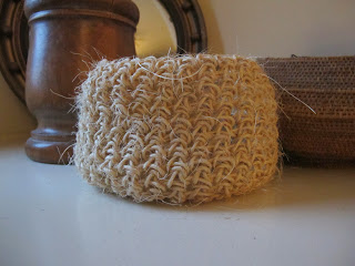 Crochet twine bowl looks beautiful with the light shining through.