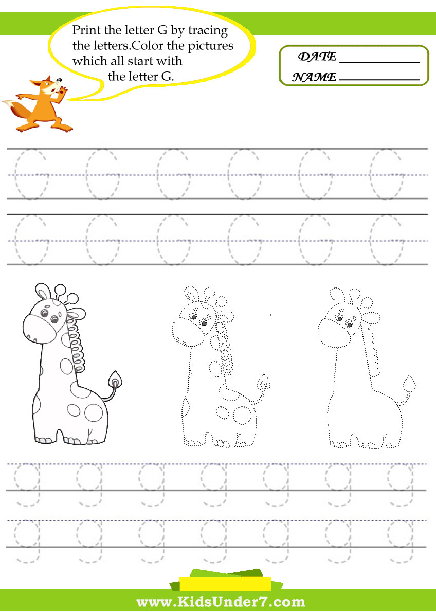 kids under 7 alphabet worksheets trace and print letter g tracing the letter g
