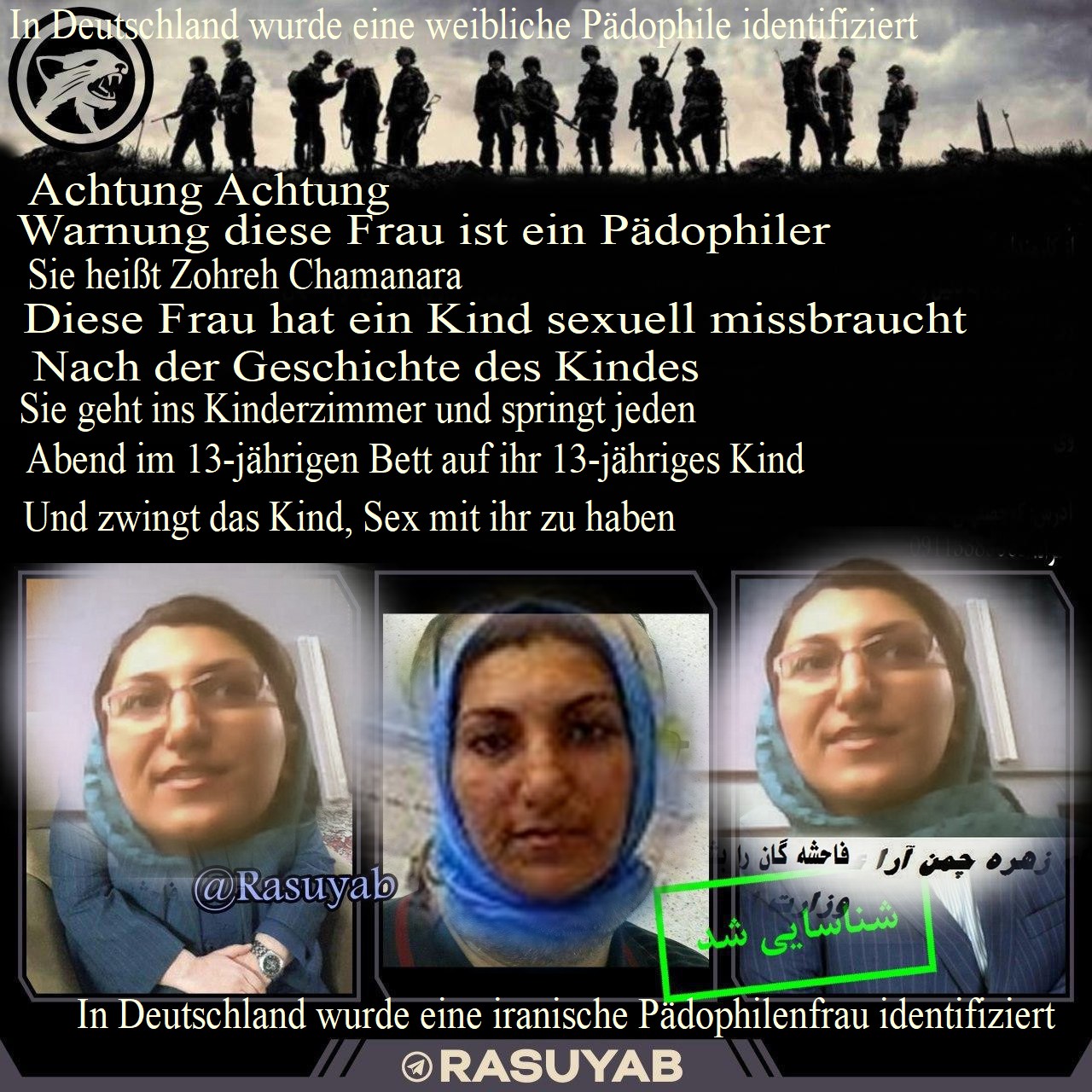 achtung achtung In Deutschland wurde eine iranische Pädophilenfrau identifiziert,Sie heißt Zohreh C