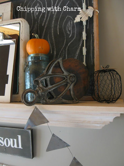 Chipping with Charm: Fall Mantel Details...www.chippingwithcharm.blogspot.com