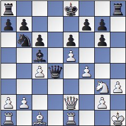 Partida de ajedrez Petrosian vs. Kasparian (posición después de 17... Dd4)