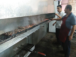 Shashlik(Shish Kebabs)" barbecued over the coals in "Bobor Shashlikxanasi "