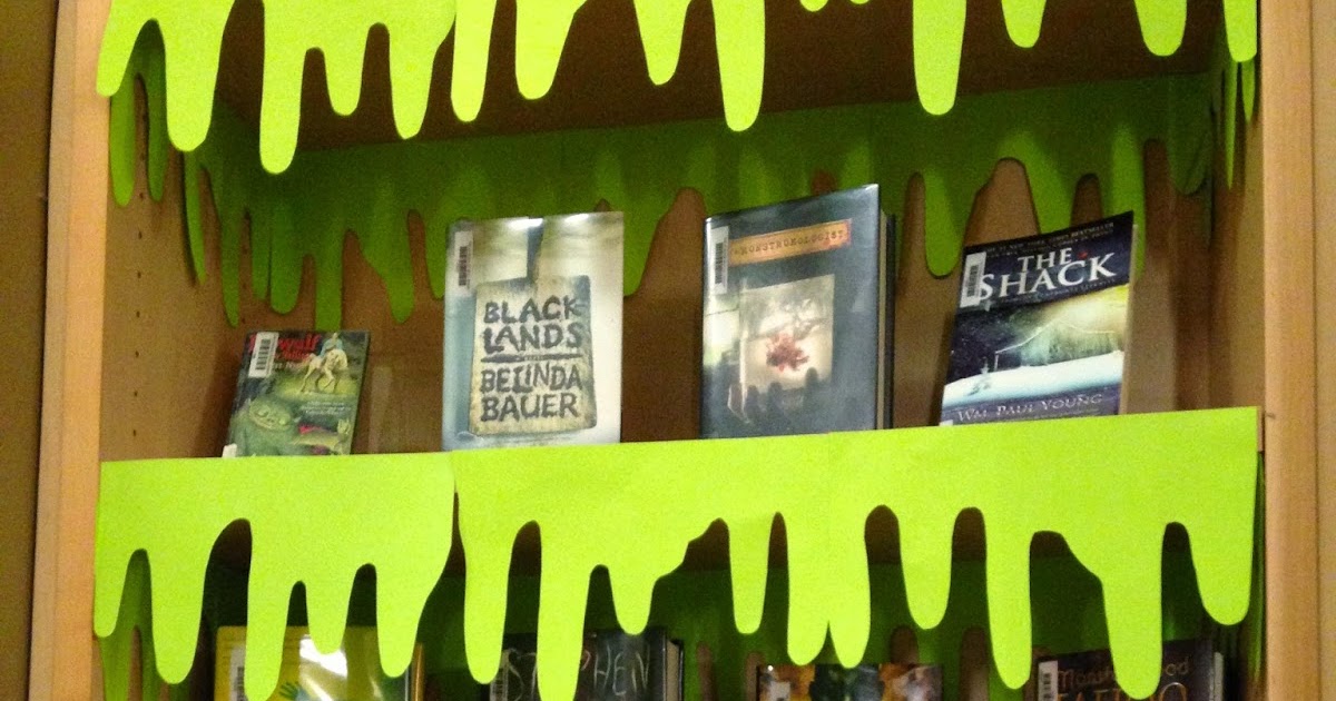 Librarian on Display October Halloween Slime Display