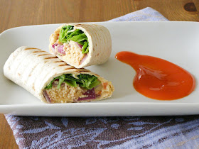 Grilled Couscous Houmous Salad Wrap with Chilli Sauce