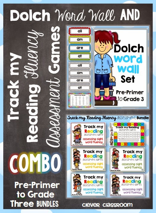 Dolch Word Wall and Track my Reading Fluency Assessment Games COMBO including Pre-Primer, Primer, Grade One, Grade Two and Grade Three files Dolch Word Wall and Track my Reading Fluency Assessment Games COMBO including Pre-Primer, Primer, Grade One, Grade Two and Grade Three files