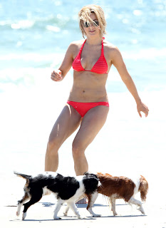 Julianne Hough playing with her dogs at the beach