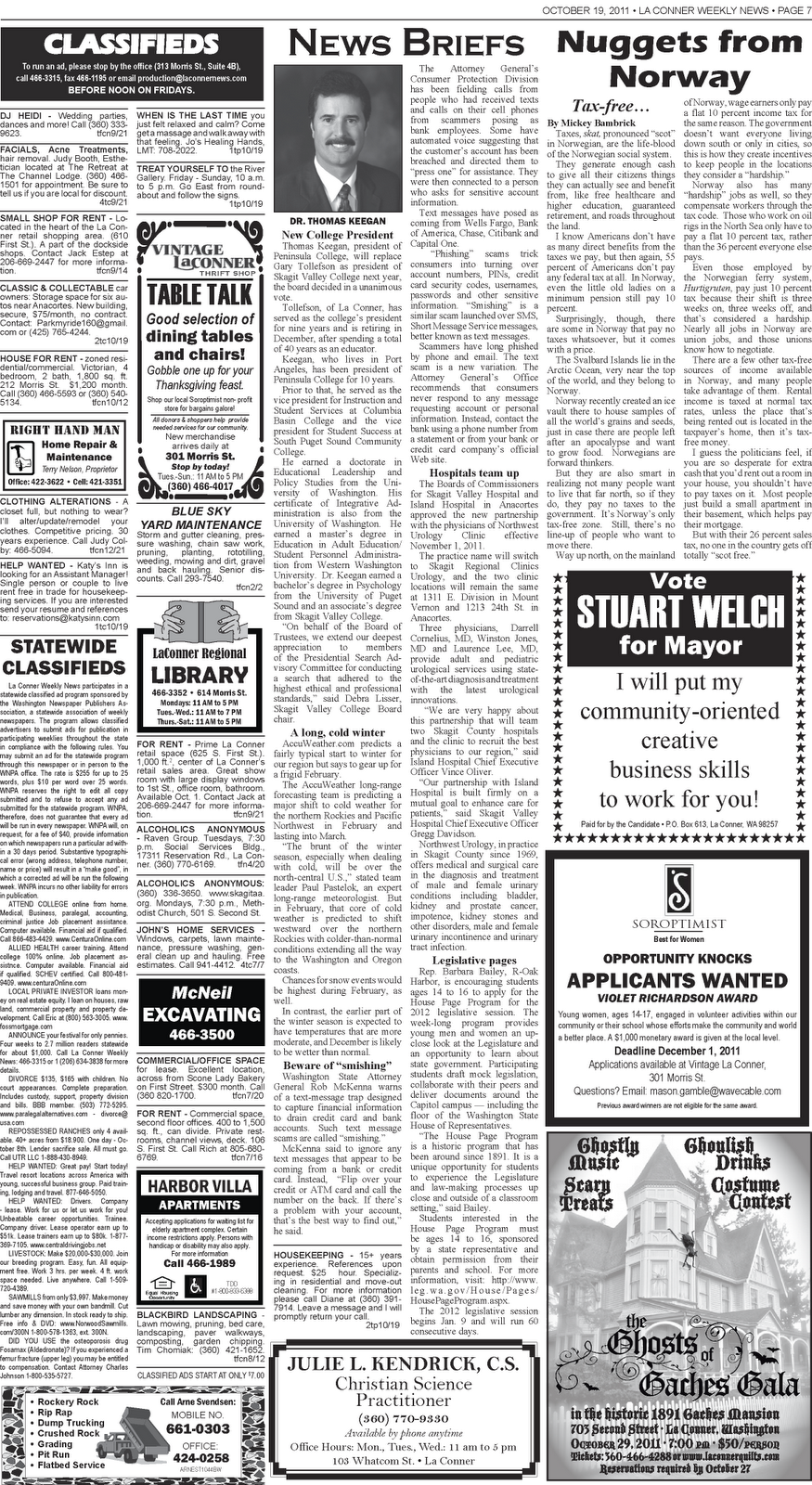 La Conner Weekly News Classified Ads