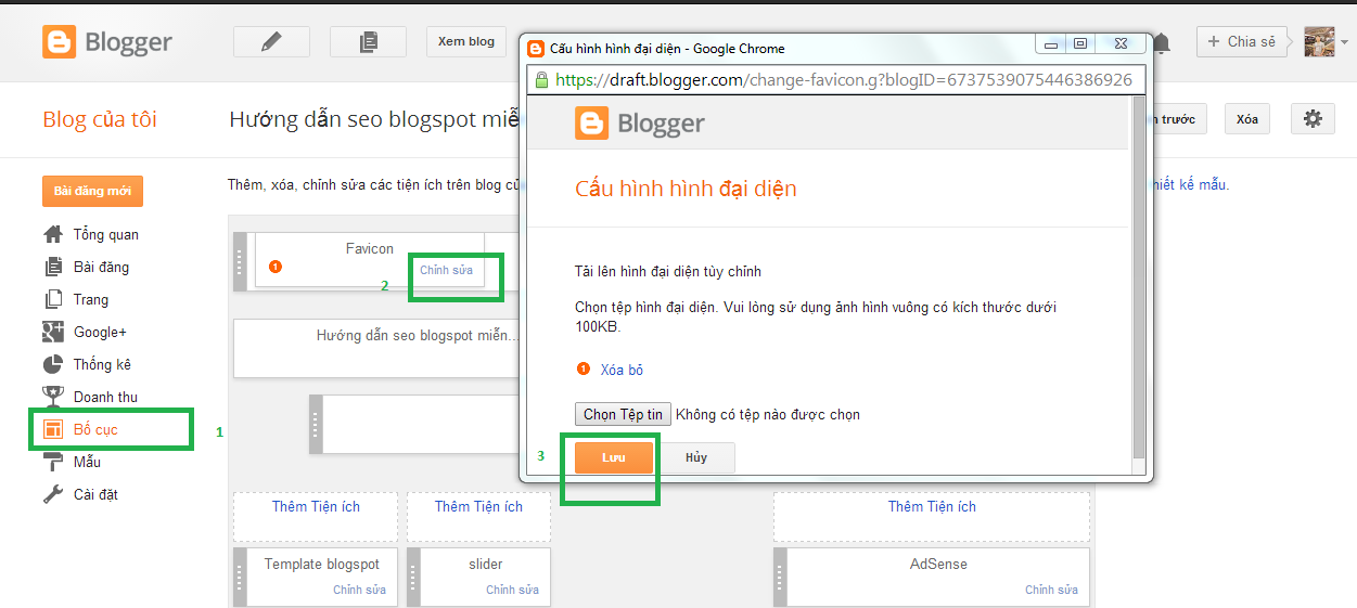 Thay đổi favicon mặc đinh của blogspot