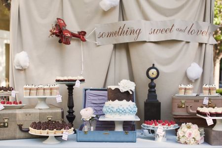 I love the vintage items used in decorating this travel themed dessert table