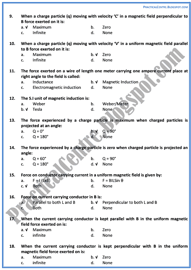 magnetism-and-electromagnetism-Mcqs-Physics-12th
