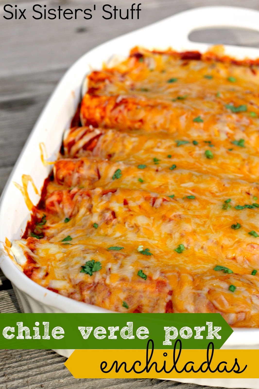 Slow Cooker Chile Verde Pork Enchiladas Six Sisters' Stuff