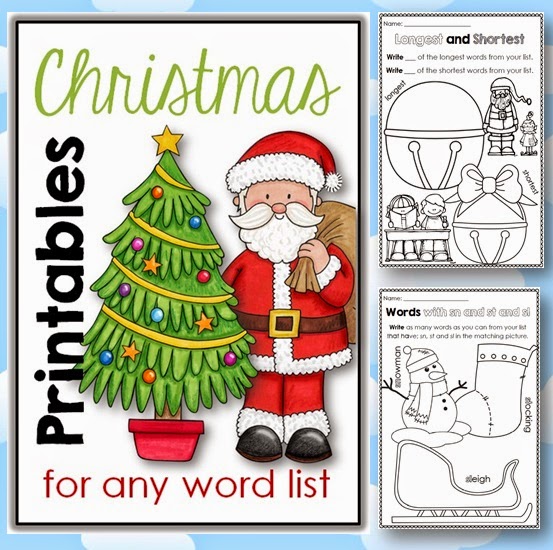 Christmas Printables for any Word List from Clever Classroom