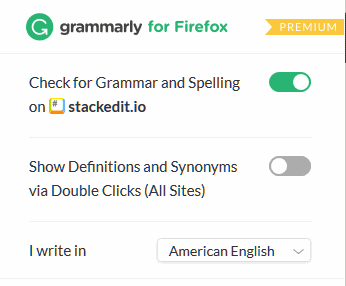 Grammarly extension for Firefox