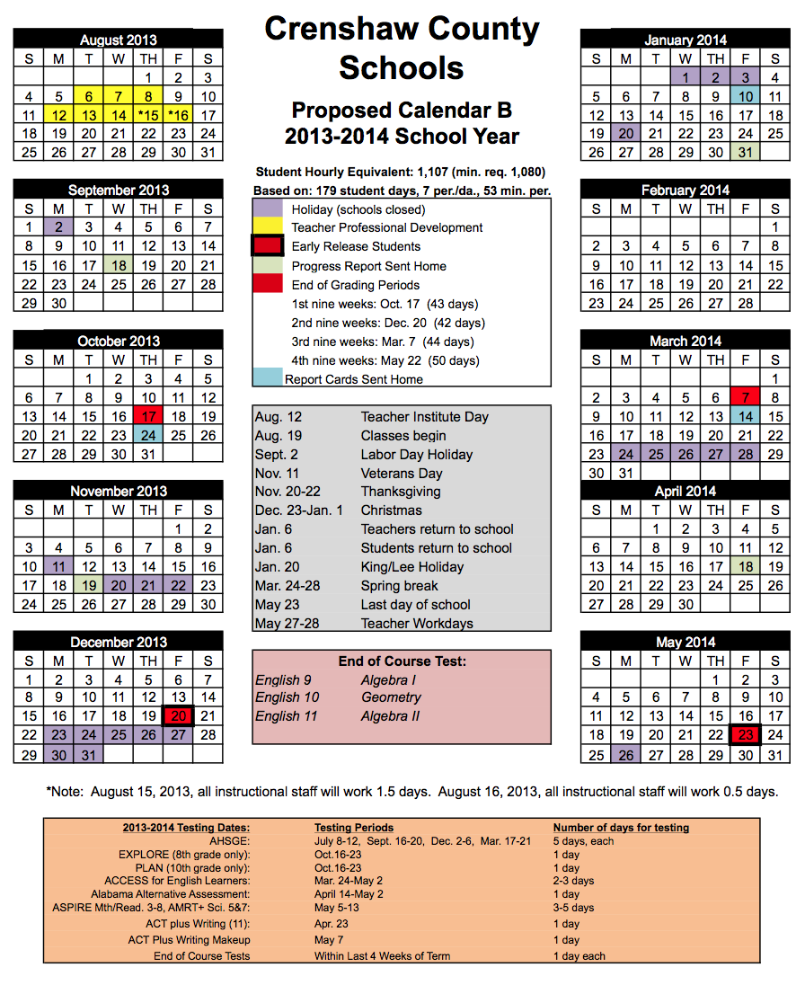 Superintendent's Corner School Calendar B For Consideration