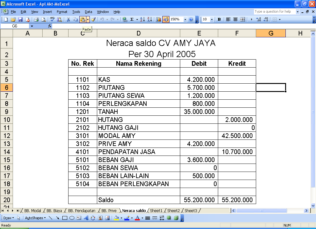 CARA MEMBUAT NERACA SALDO DI EXCEL