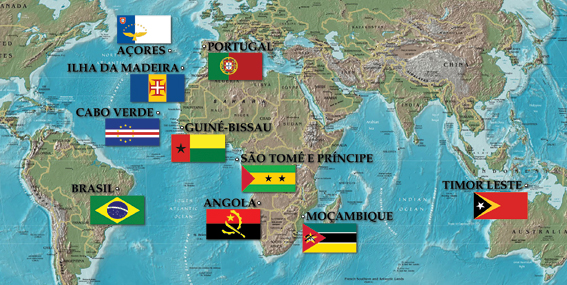 Mapa dos Países Lusófonos