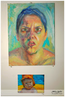 a large multicolor portrait of an angry woman