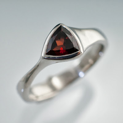 trillion garnet ring in palladium