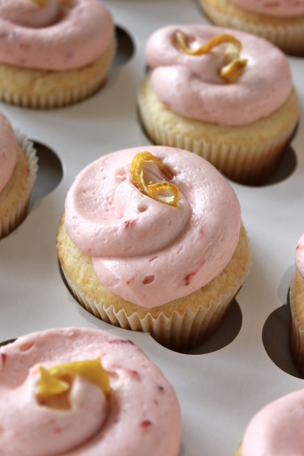 Baked Perfection Lemon Cupcakes with Strawberry Frosting