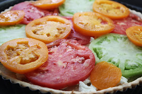 Heirloom tomato and goat cheese tart