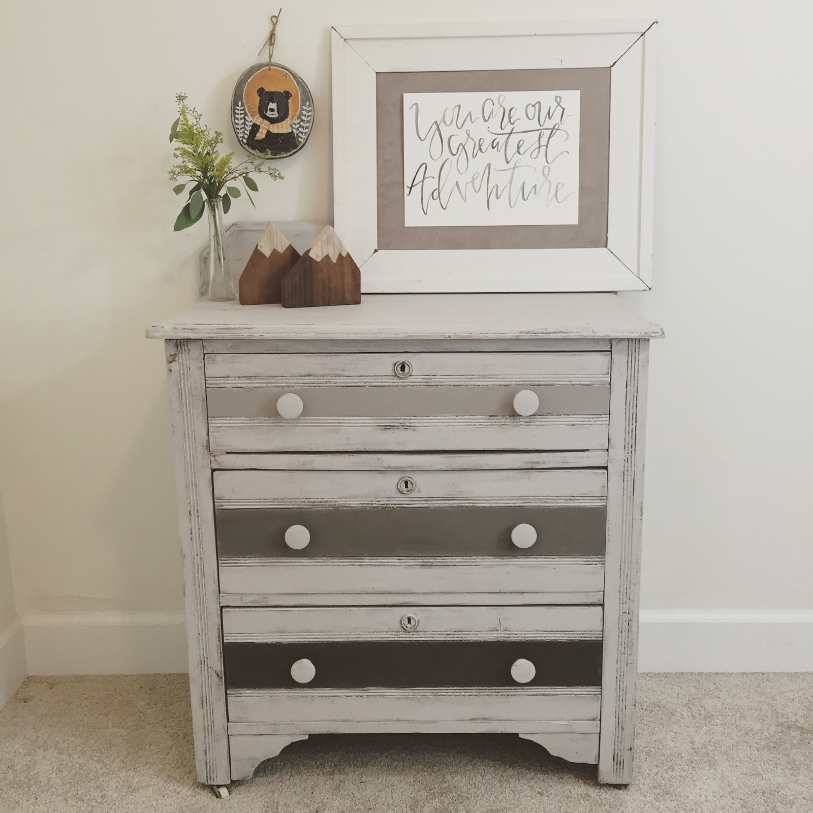 Simplycozyrestoration Ombre 3 Drawer Vintage Grey Dresser