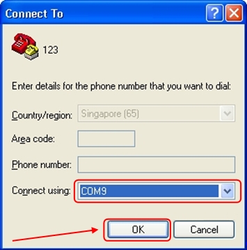 COM9 is the port to connect.